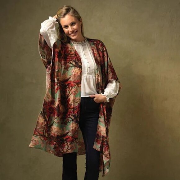 One Hundred Stars Red Blue Country Toile Berry Throwover OS - Picture 2 of 2